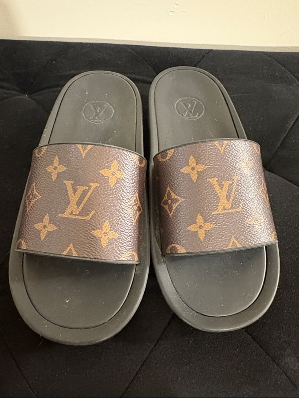 Louis Vuitton Monogram Slide Sandals in Brown